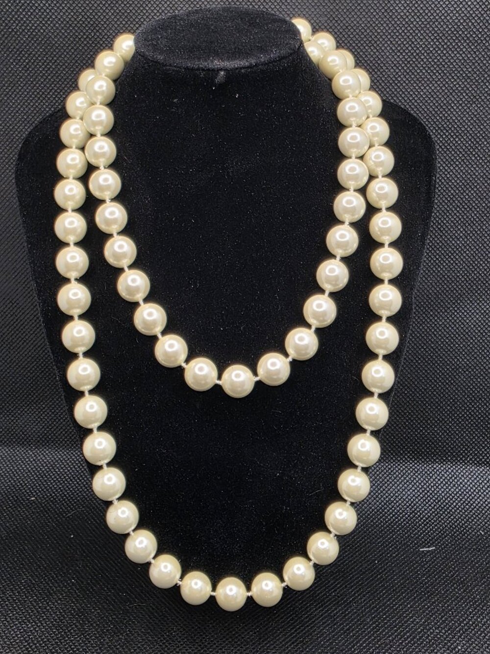 Vintage-Style Long Cream Faux Pearl Opera Strand Necklace 35 inches